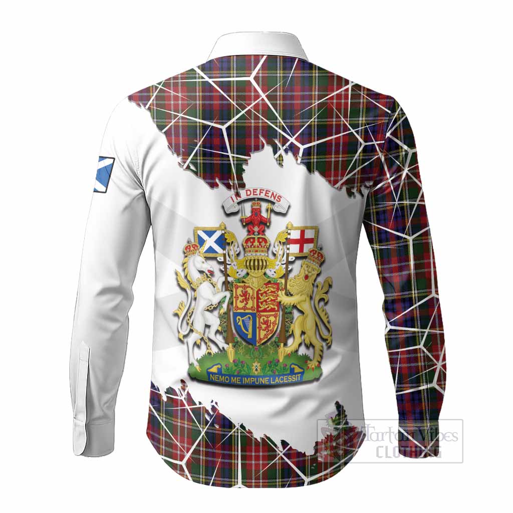Christie Tartan Long Sleeve Button Shirts with Family Crest and Lion Rampant Grunge Style