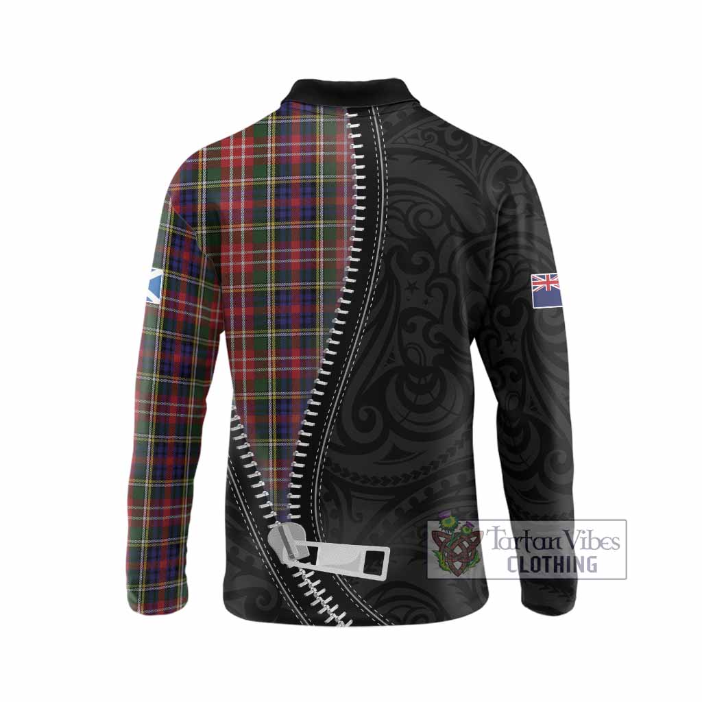 Christie Tartan Long Sleeve Polo Shirt New Zealand Pattern Unique Zipper Stylized