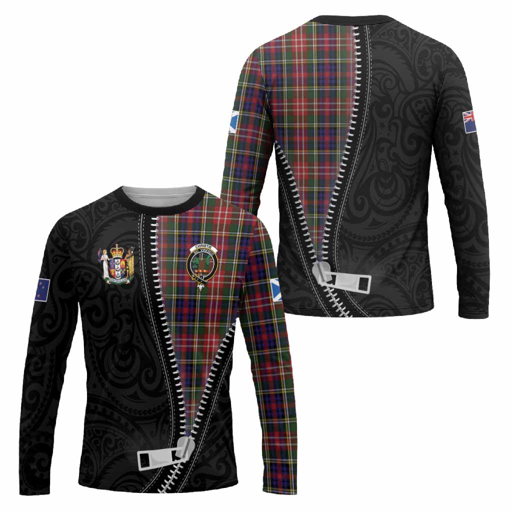 Christie Tartan Long Sleeve T-Shirt New Zealand Pattern Unique Zipper Stylized
