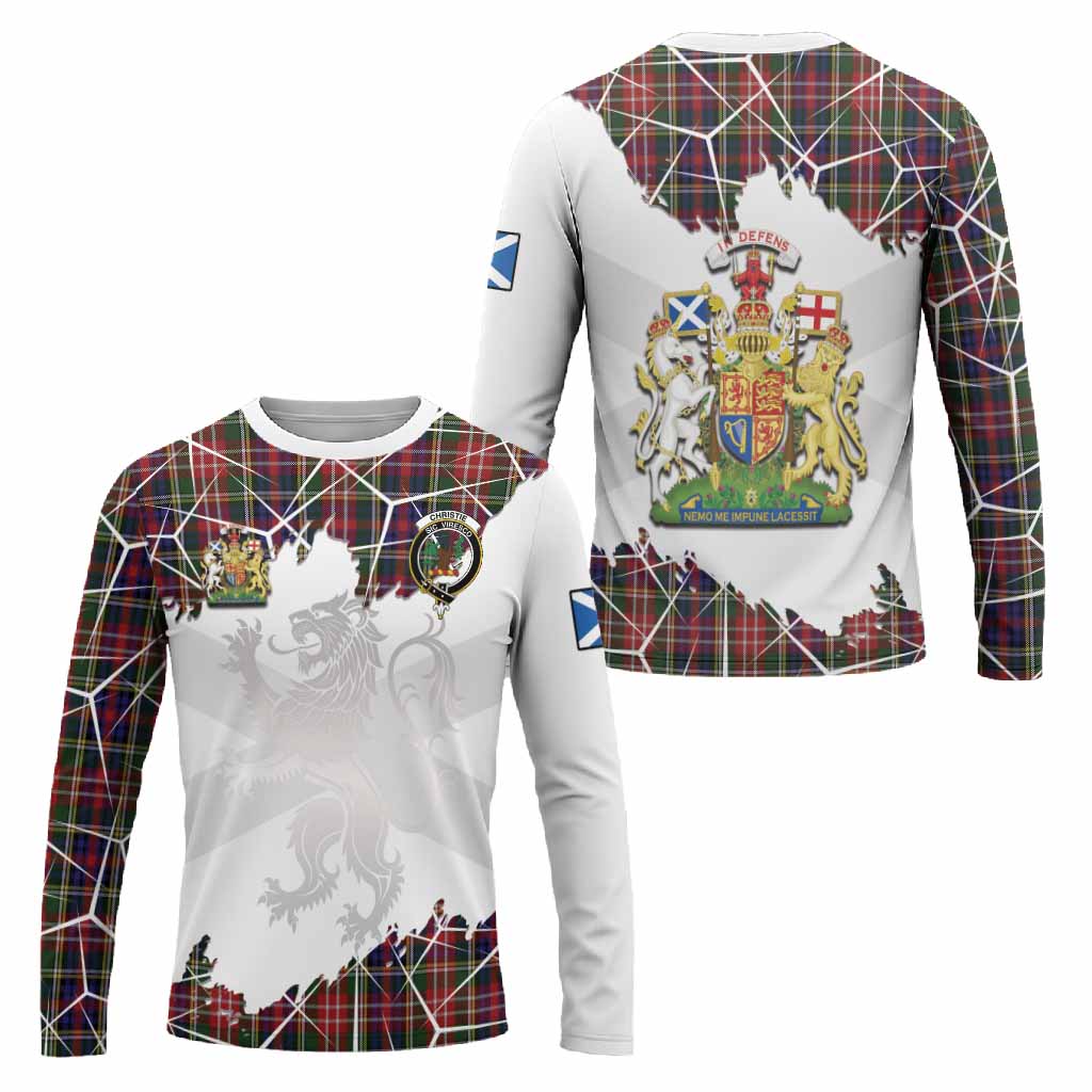 Christie Tartan Long Sleeve T-Shirt with Family Crest and Lion Rampant Grunge Style