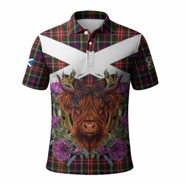 Christie Tartan Polo Shirt Scottish Thistle Heilan Coo