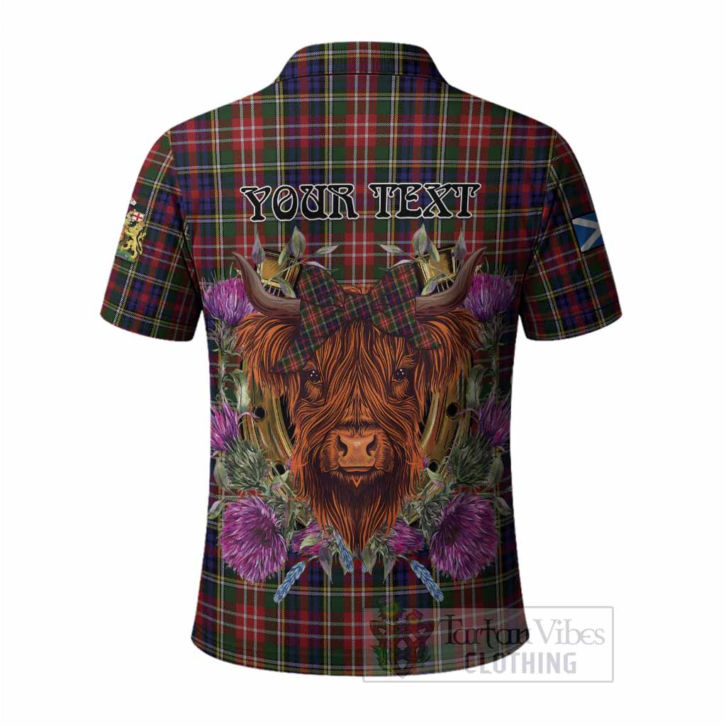 Christie Tartan Polo Shirt Scottish Thistle Heilan Coo