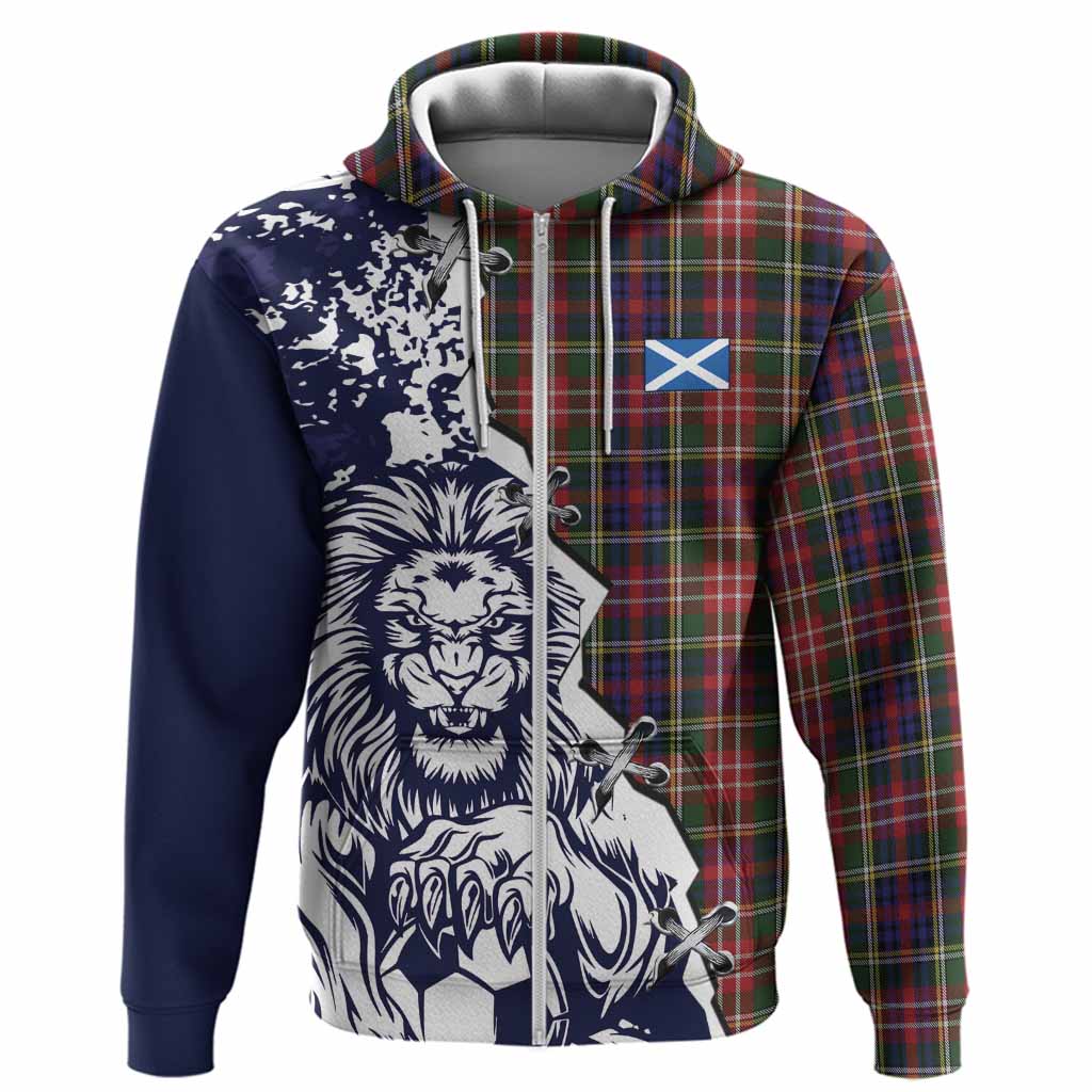 Christie Tartan Scottish Hoodie Angry Lion With Soccer Ball Style