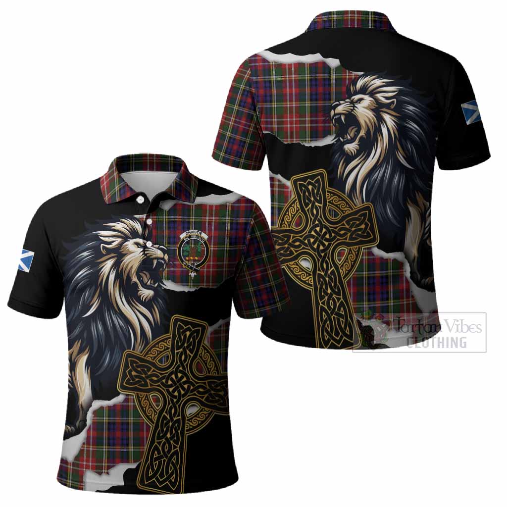 Christie Tartan Scottish Polo Shirt Lion Celtic Heritage
