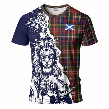 Christie Tartan Scottish T-Shirt Angry Lion With Soccer Ball Style