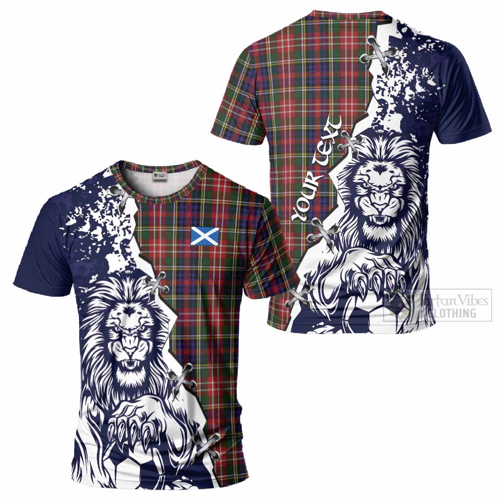 Christie Tartan Scottish T-Shirt Angry Lion With Soccer Ball Style
