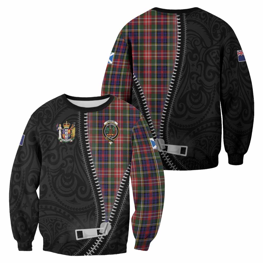 Christie Tartan Sweatshirt New Zealand Pattern Unique Zipper Stylized