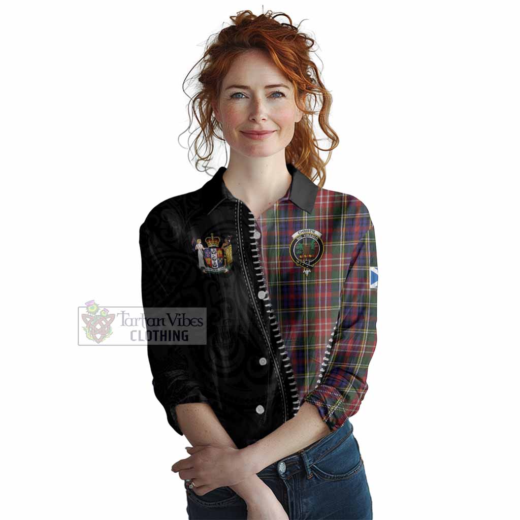 Christie Tartan Women Casual Shirt New Zealand Pattern Unique Zipper Stylized