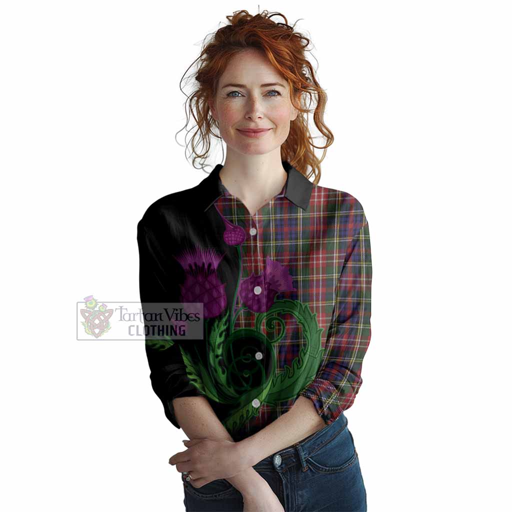 Christie Tartan Women Casual Shirt Traditional Scottish Thistle