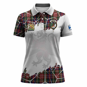 Christie Tartan Women Polo Shirt with Family Crest and Lion Rampant Grunge Style