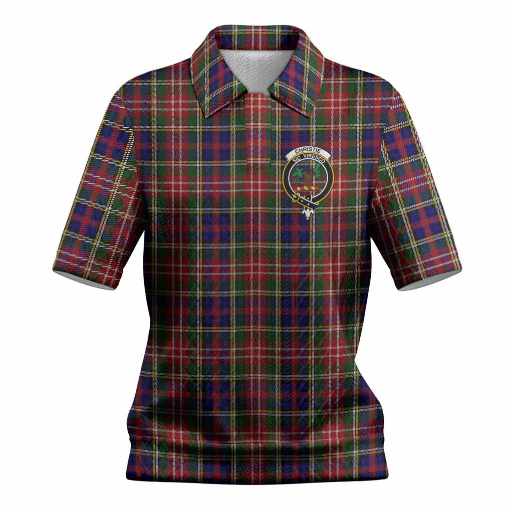 Christie Tartan Women’s Polo Sweater Top with Family Crest