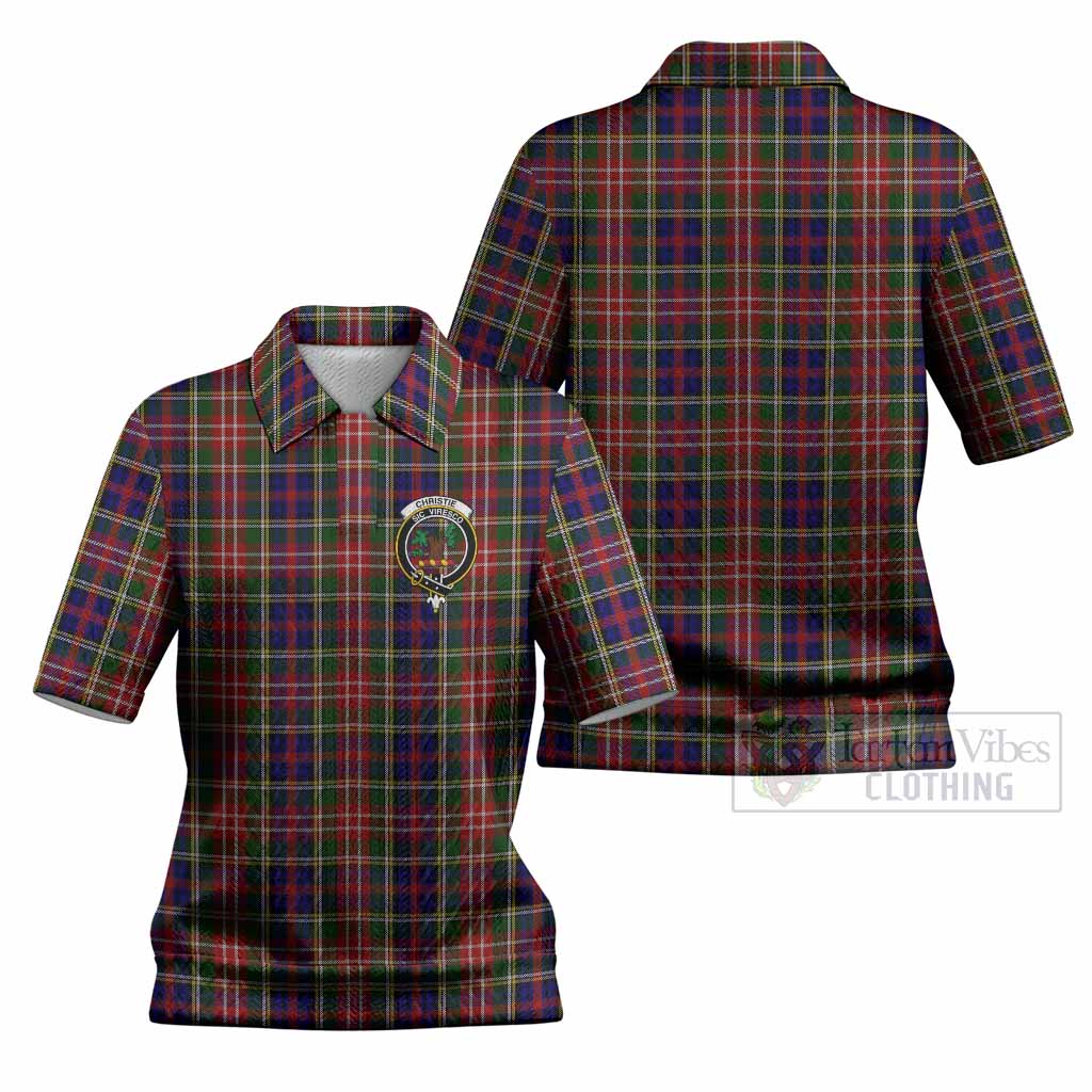 Christie Tartan Women’s Polo Sweater Top with Family Crest