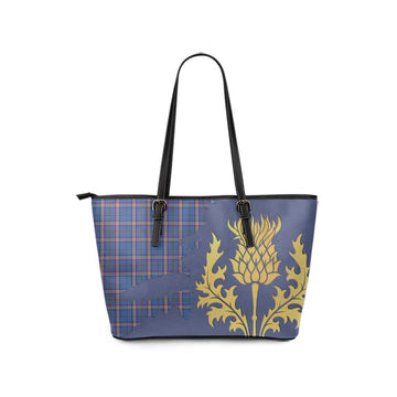 Tartan Vibes Clothing Cian Tartan Leather Tote Bag Gold Thistle Style