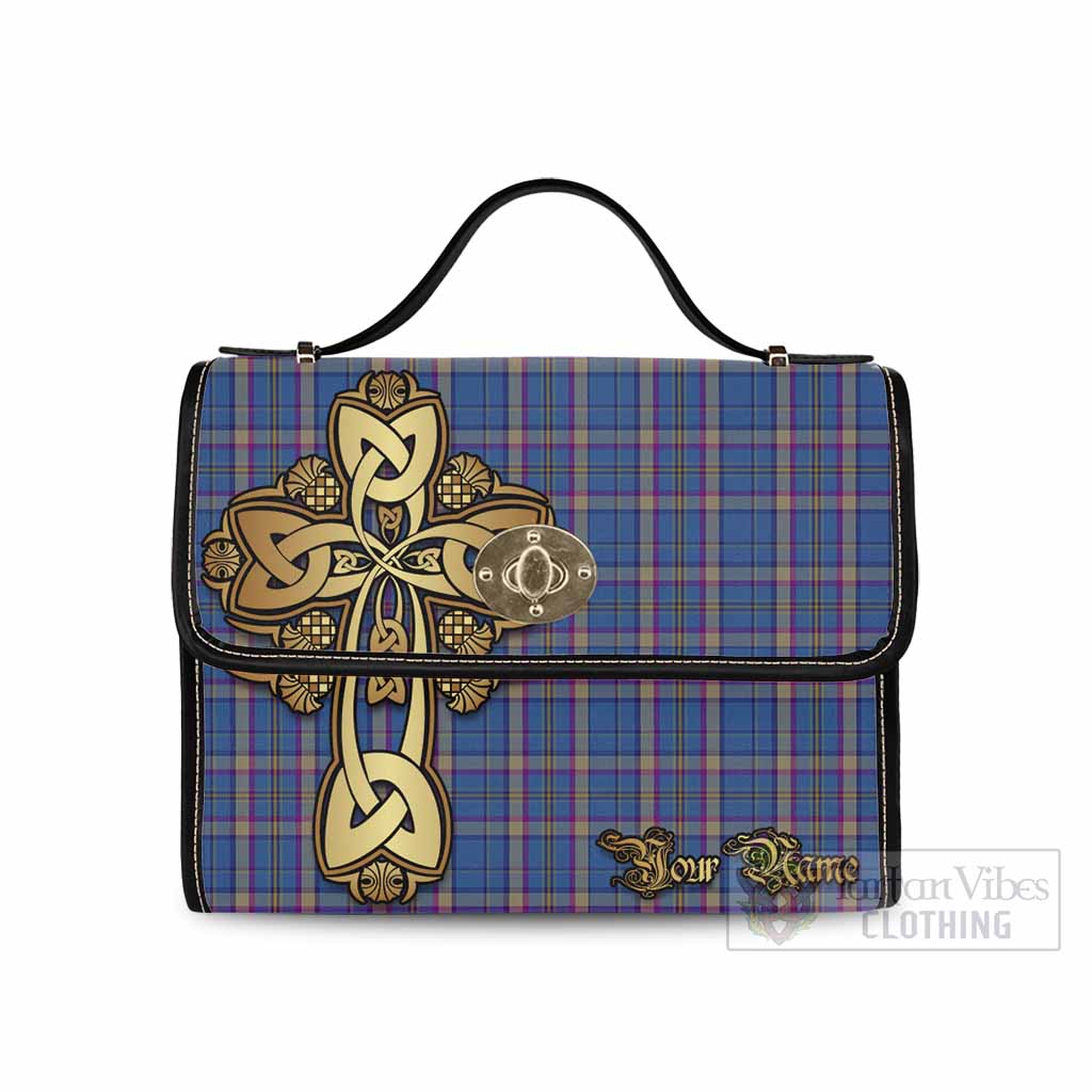 Tartan Vibes Clothing Cian Tartan Waterproof Canvas Bag Golden Thistle Celtic Cross Style