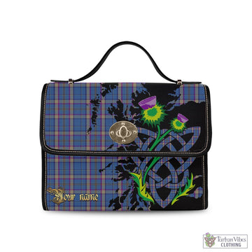 Cian Tartan Waterproof Canvas Bag with Scotland Map and Thistle Celtic Accents