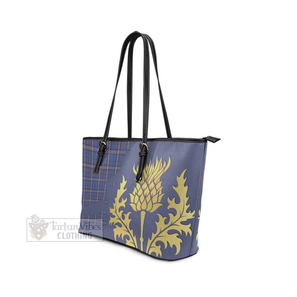 Tartan Vibes Clothing Cian Tartan Leather Tote Bag Gold Thistle Style