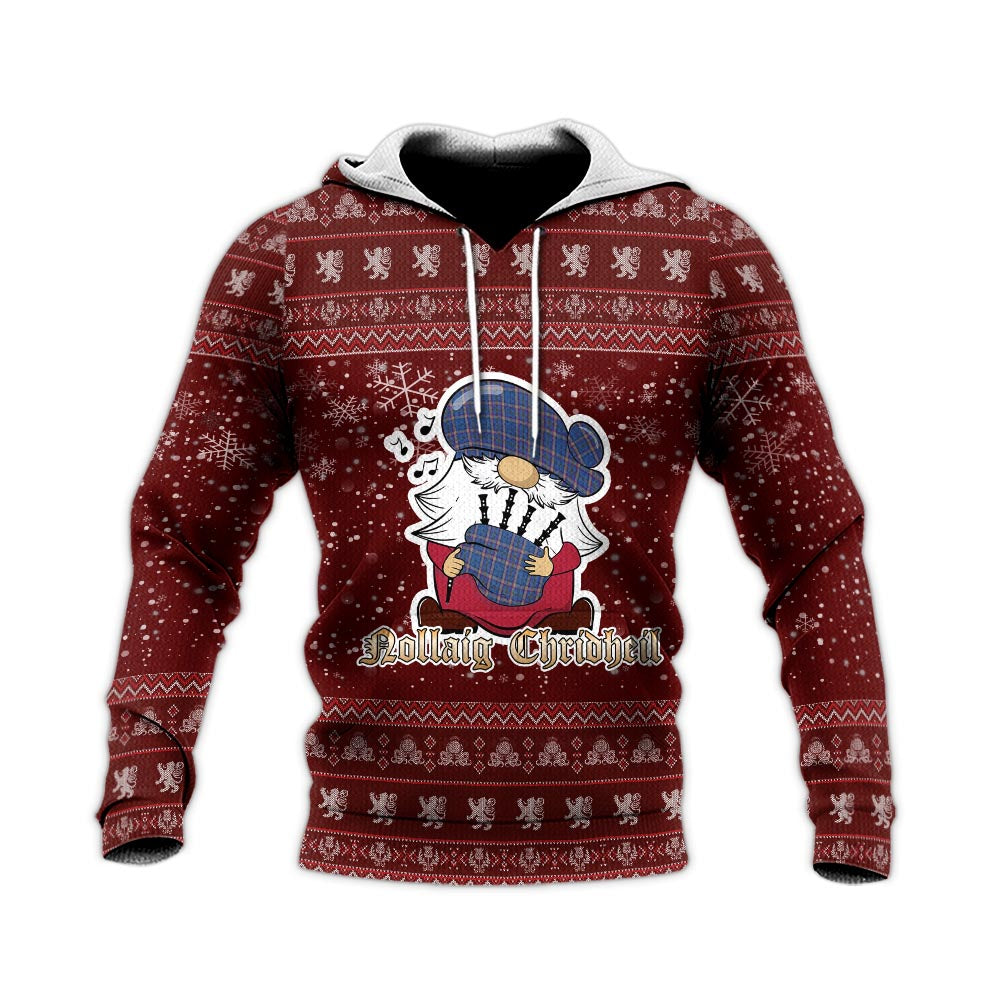 Cian Clan Christmas Knitted Hoodie with Funny Gnome Playing Bagpipes - Tartanvibesclothing