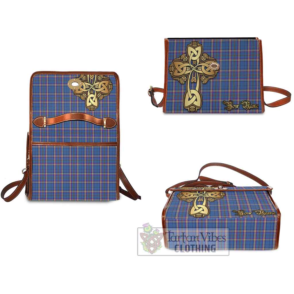 Tartan Vibes Clothing Cian Tartan Waterproof Canvas Bag Golden Thistle Celtic Cross Style
