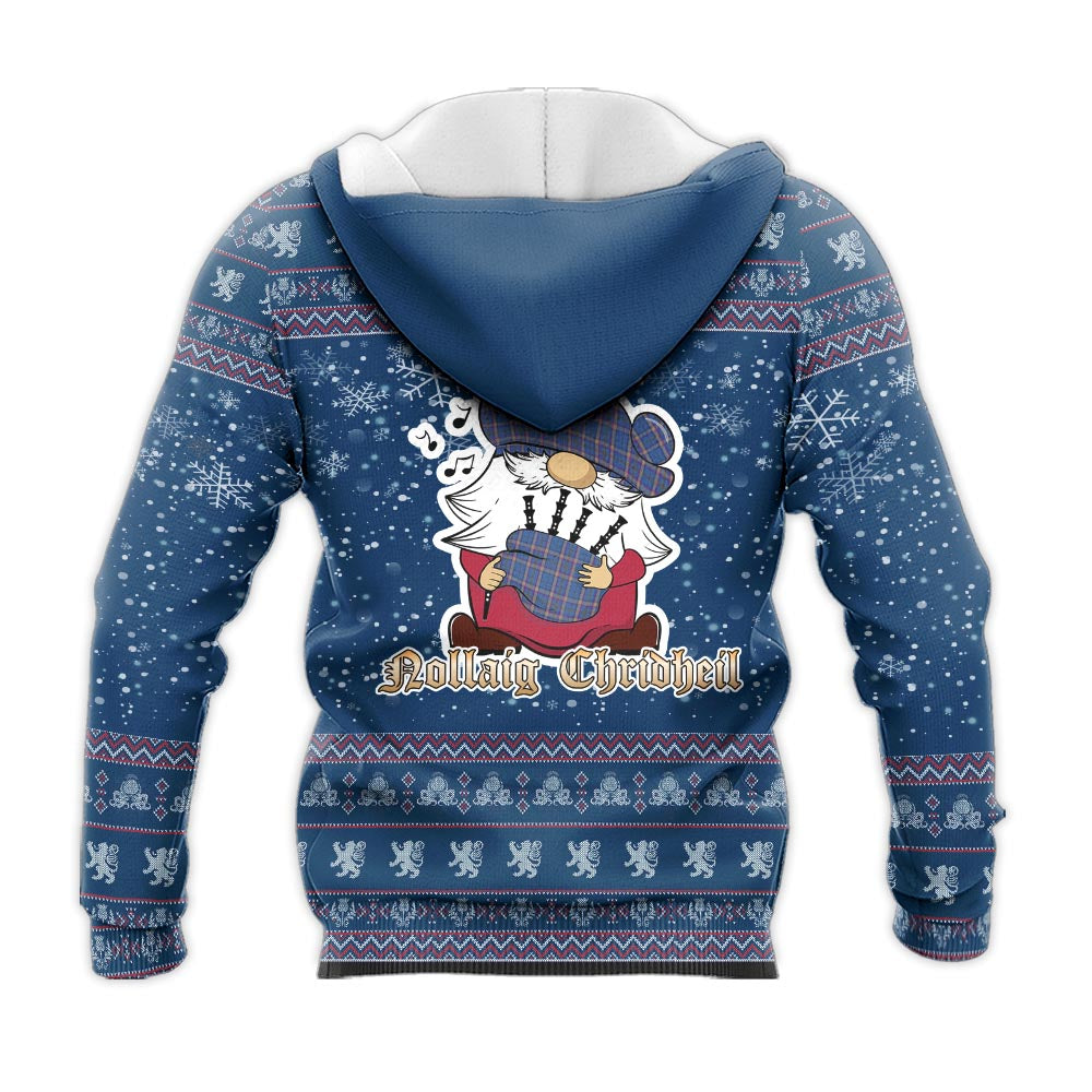 Cian Clan Christmas Knitted Hoodie with Funny Gnome Playing Bagpipes - Tartanvibesclothing