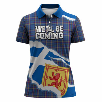 Cian Scotland Football Tartan Women Polo Shirt We'll Be Coming