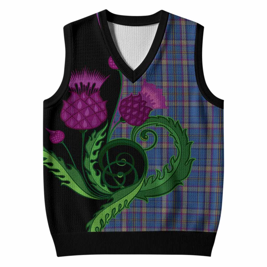 Cian Tartan Knitted V-Neck Vest Traditional Scottish Thistle