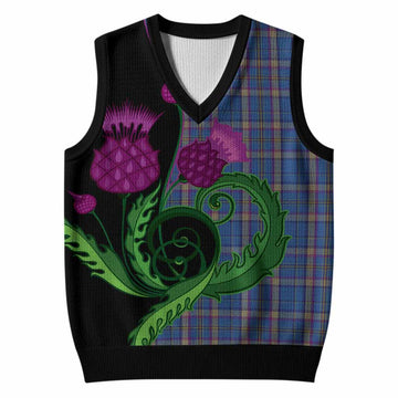 Cian Tartan Knitted V-Neck Vest Traditional Scottish Thistle