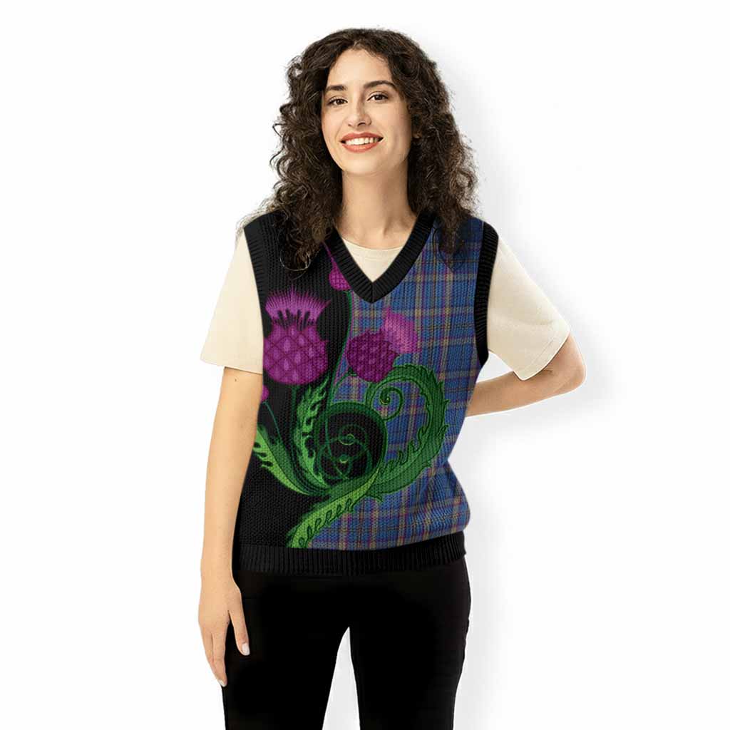 Cian Tartan Knitted V-Neck Vest Traditional Scottish Thistle