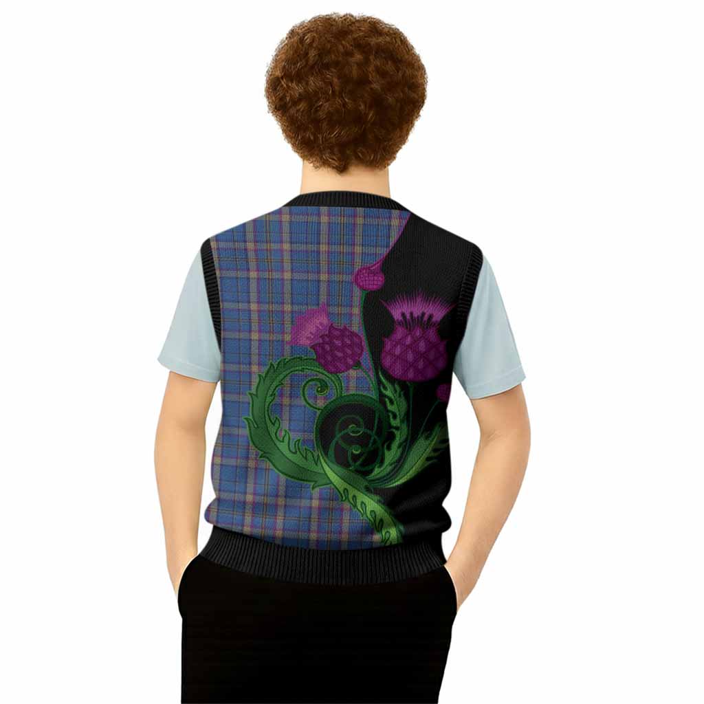 Cian Tartan Knitted V-Neck Vest Traditional Scottish Thistle