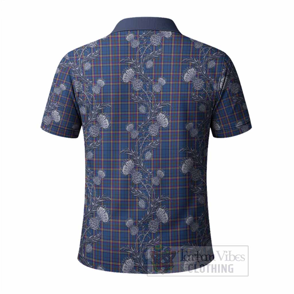 Cian Tartan Polo Shirt Seamless Scottish Thistle Flowers