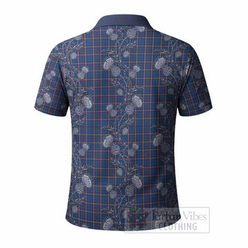 Cian Tartan Polo Shirt Seamless Scottish Thistle Flowers