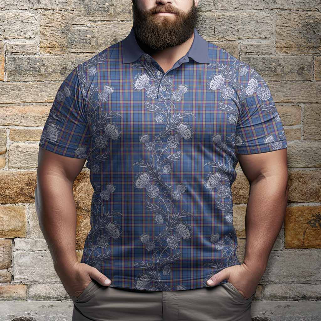 Cian Tartan Polo Shirt Seamless Scottish Thistle Flowers