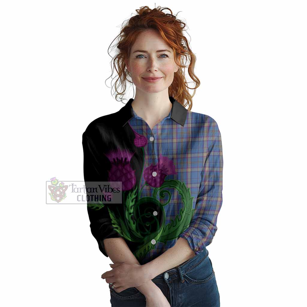 Cian Tartan Women Casual Shirt Traditional Scottish Thistle