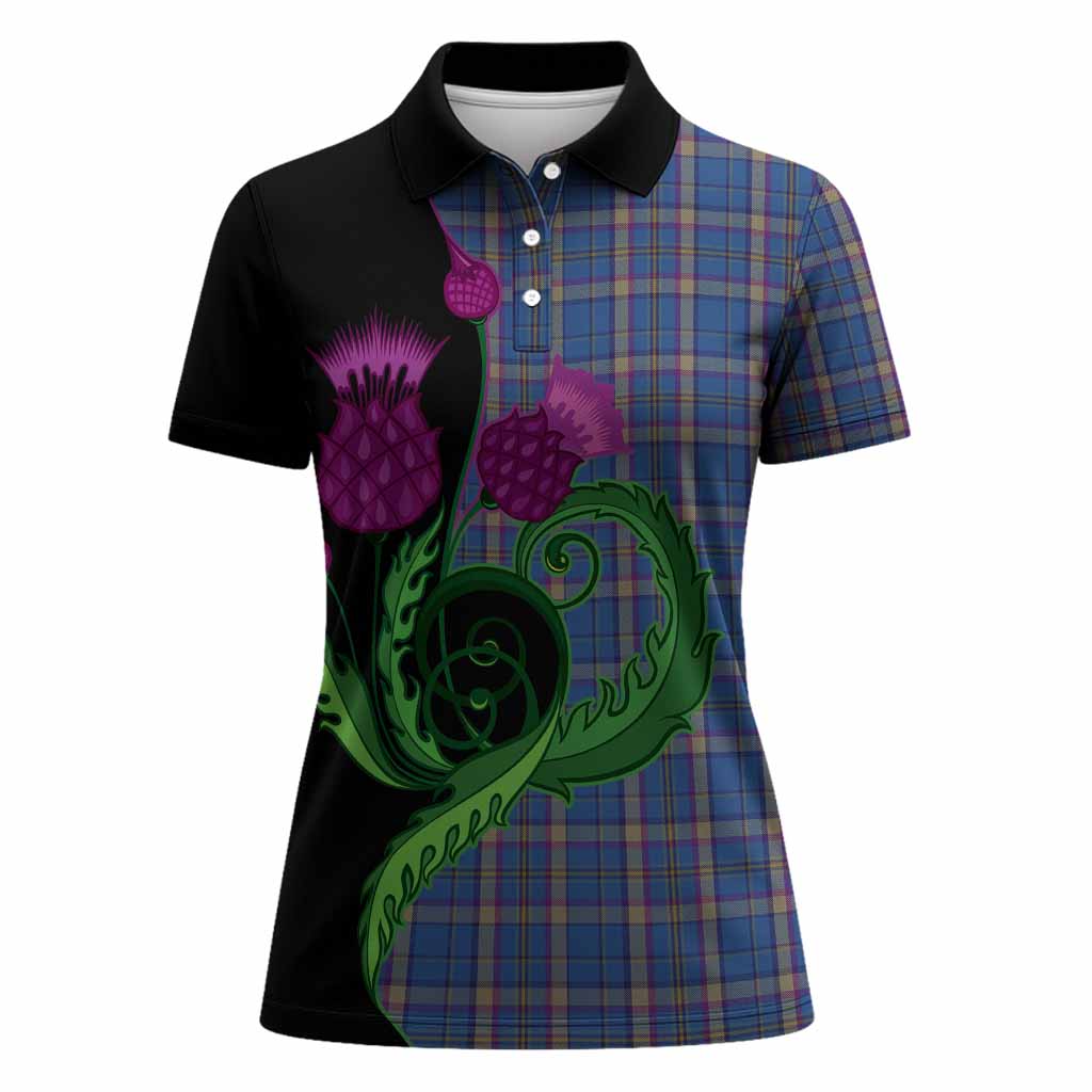 Cian Tartan Women Polo Shirt Traditional Scottish Thistle