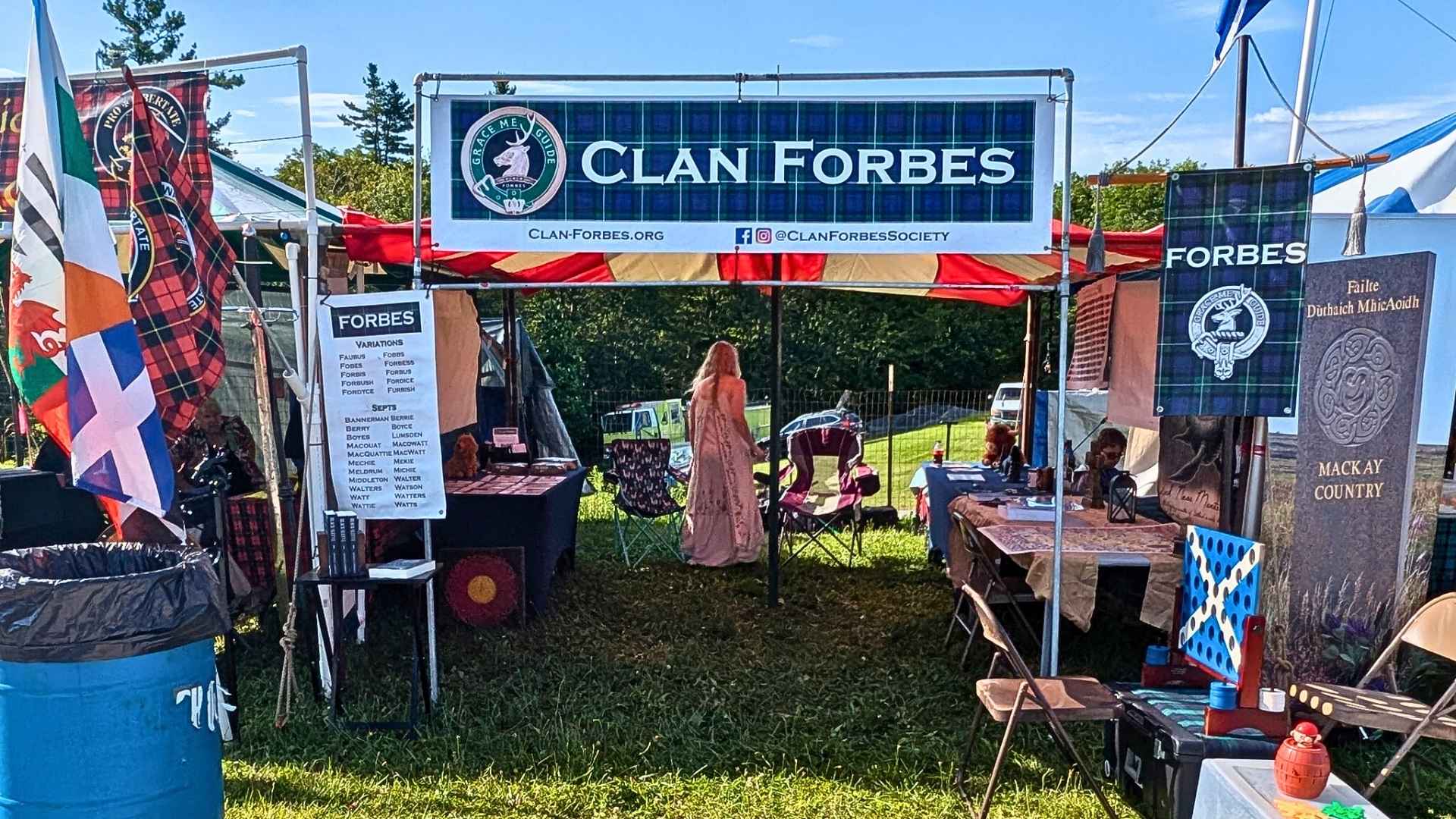 Clan Forbes Society tent at the Grandfather Mountain Highland Games, Linville, North Carolina.