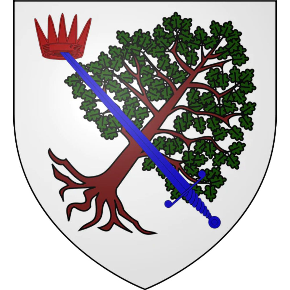 Clan MacGregor coat of arms featuring oak tree and sword.