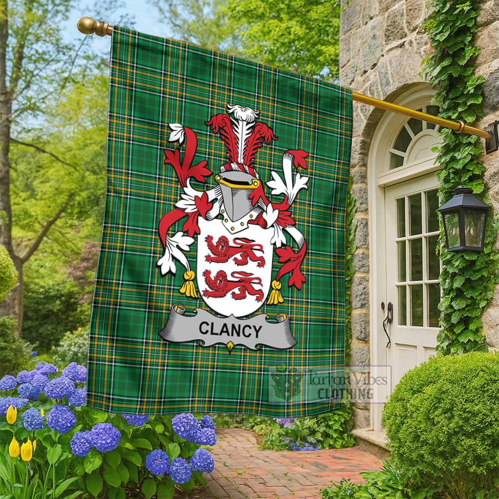 Clancy Irish Clan Tartan Flag with Coat of Arms