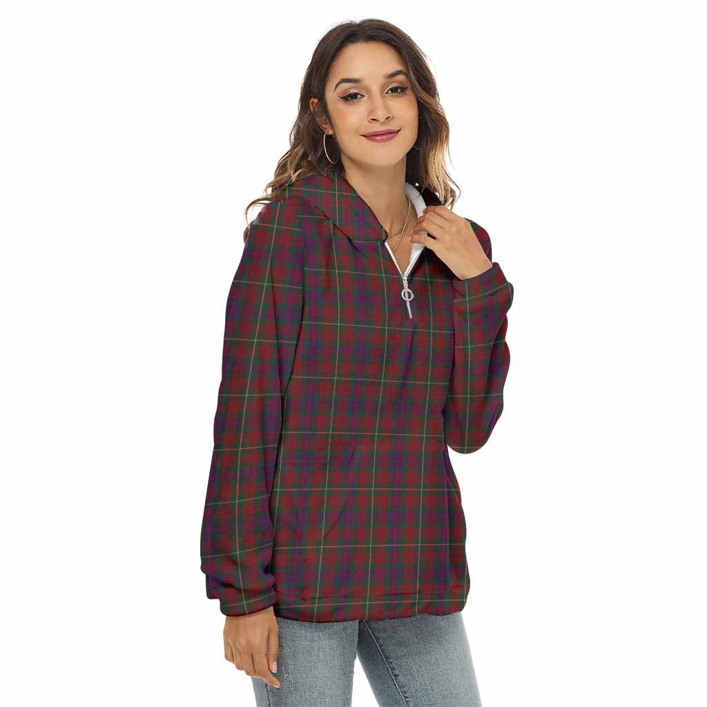 Tartan Vibes Clothing Clare County Ireland Tartan Women's Borg  Half Zip Fleece Hoodie