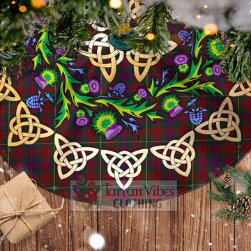 Clare County Ireland Tartan Christmas Tree Skirt with Thistle Celtic Knot Style