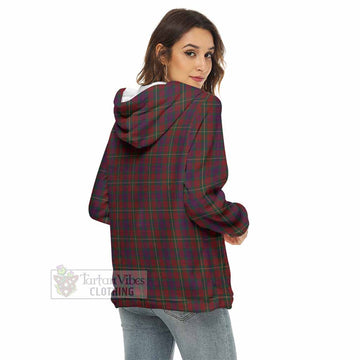 Clare County Ireland Tartan Women's Borg Fleece Hoodie with Half Zip