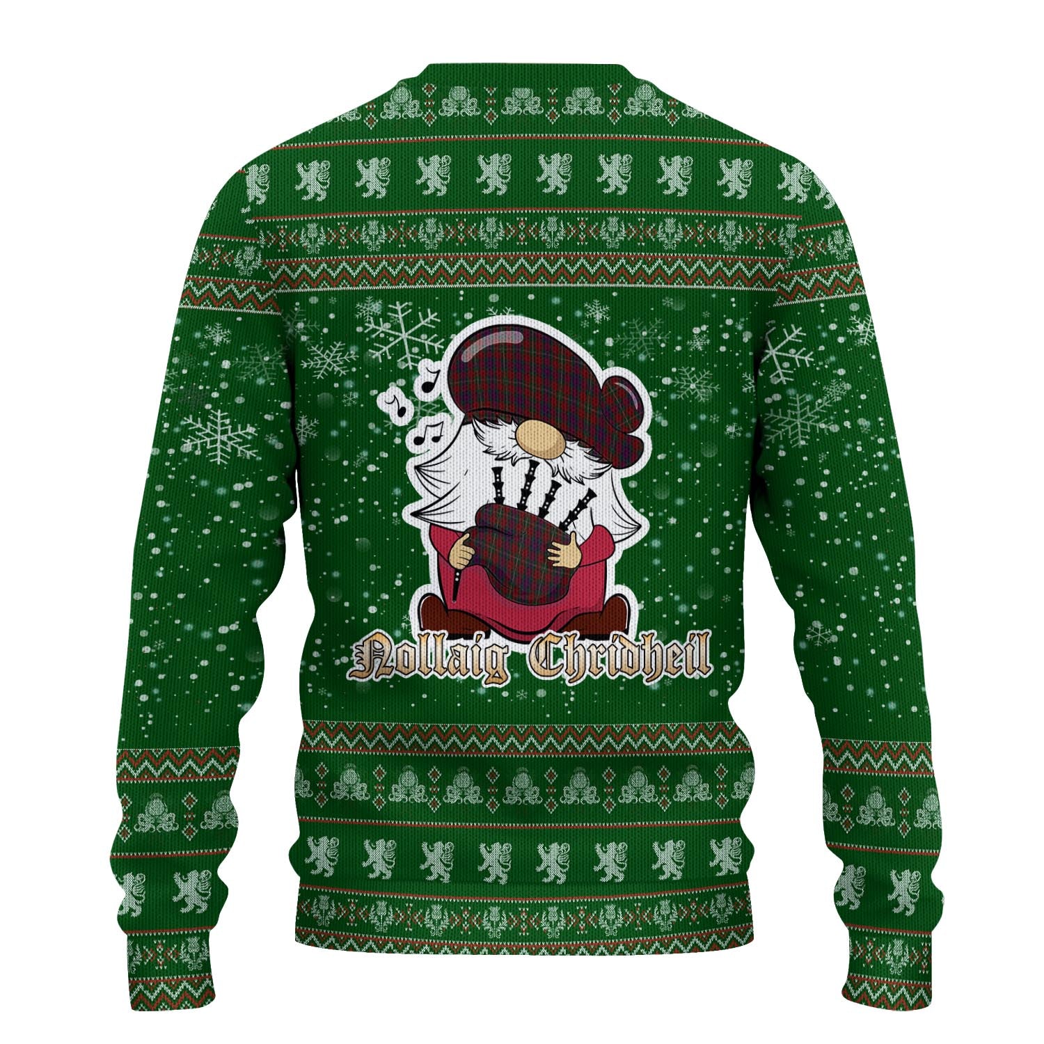 Clare County Ireland Clan Christmas Family Knitted Sweater with Funny Gnome Playing Bagpipes - Tartanvibesclothing