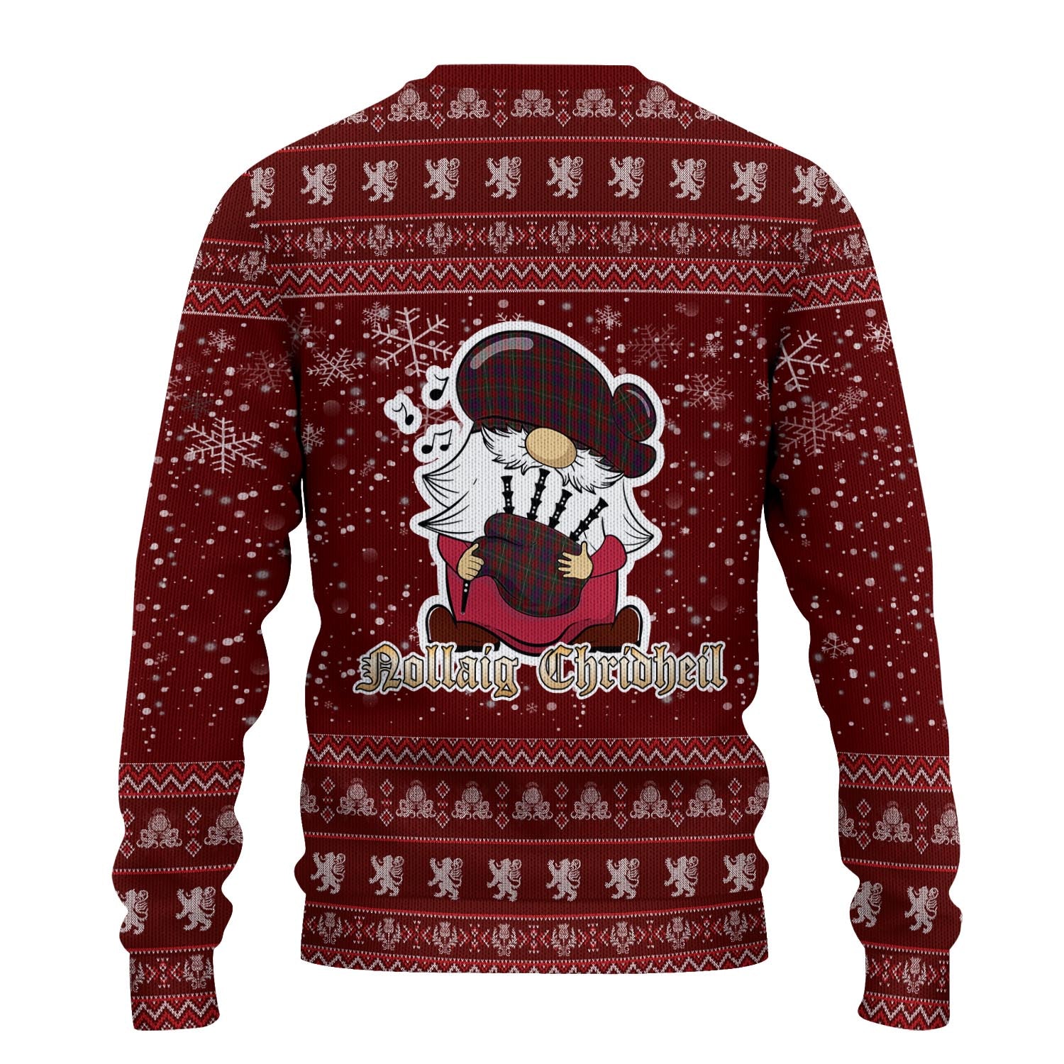 Clare County Ireland Clan Christmas Family Knitted Sweater with Funny Gnome Playing Bagpipes - Tartanvibesclothing
