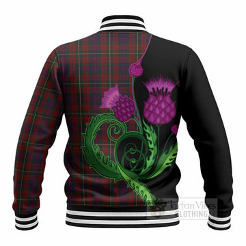 Clare County Ireland Tartan Baseball Jacket Traditional Scottish Thistle