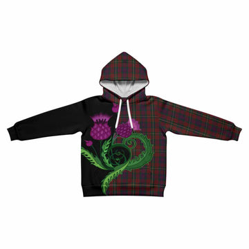 Clare County Ireland Tartan Kid Hoodie Traditional Scottish Thistle