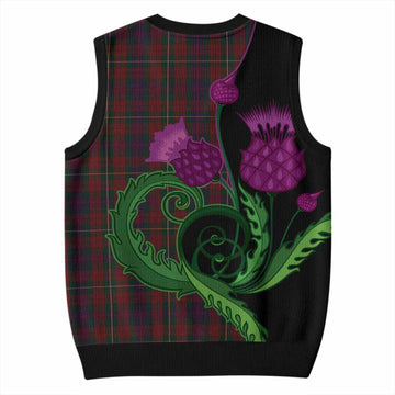 Clare County Ireland Tartan Knitted V-Neck Vest Traditional Scottish Thistle