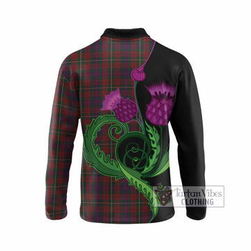 Clare County Ireland Tartan Long Sleeve Polo Shirt Traditional Scottish Thistle