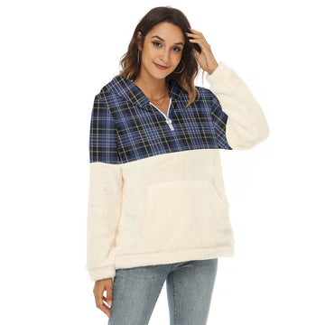 Clark (Clarke) Tartan Women's Borg Fleece Hoodie With Half Zip Female - Tartan Vibes Clothing