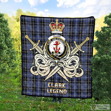 Clark Tartan Quilt with Clan Crest and the Golden Sword of Courageous Legacy
