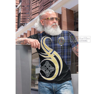 Tartan Vibes Clothing Clark Tartan Cotton T-shirt with Family Crest and Celtic Symbol Style