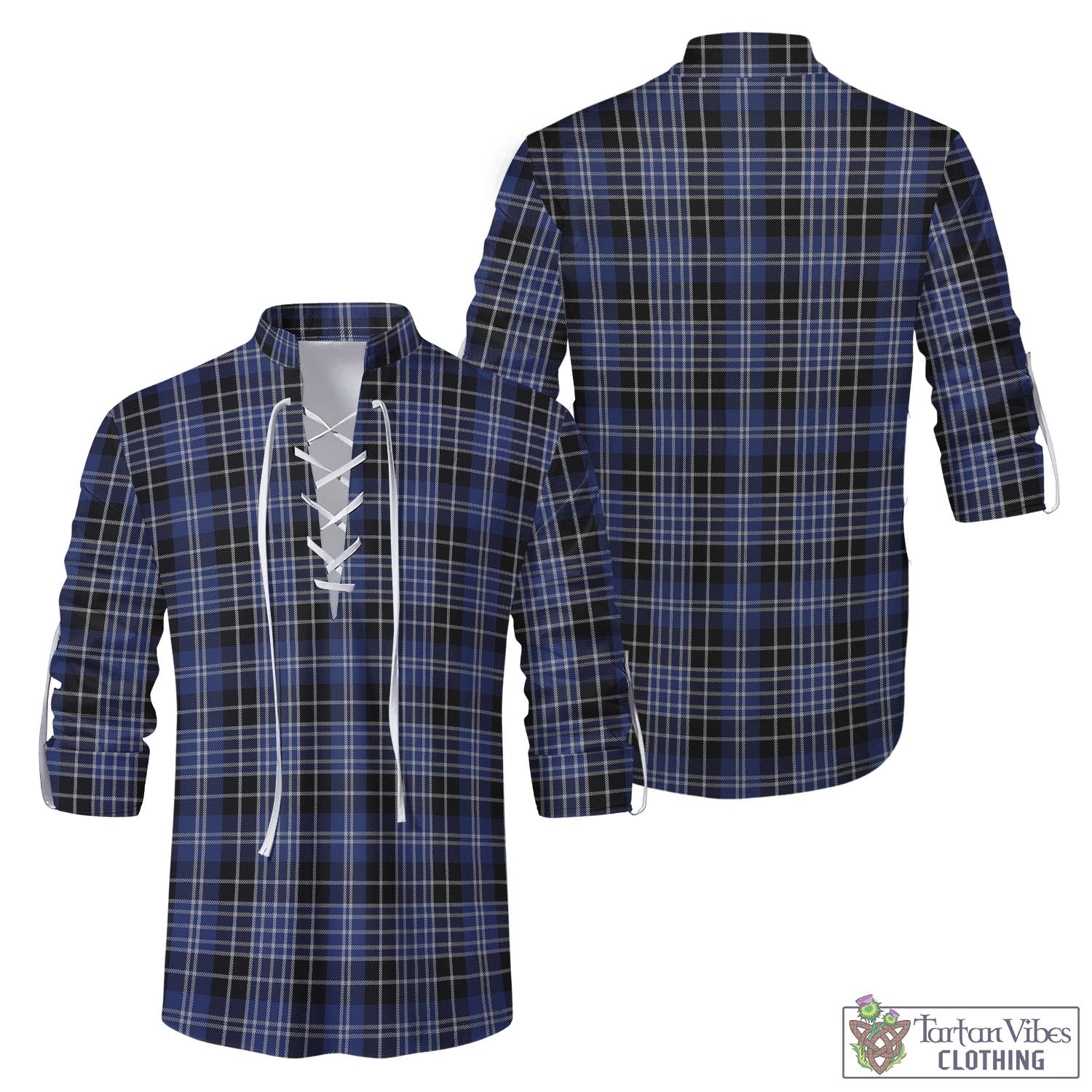 Tartan Vibes Clothing Clark Tartan Men's Scottish Traditional Jacobite Ghillie Kilt Shirt