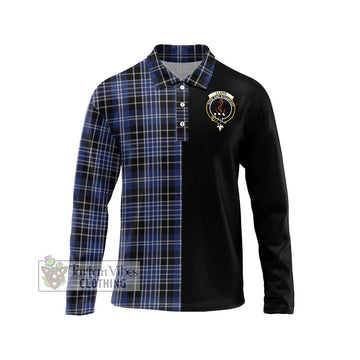 Clark (Clarke) Tartan Long Sleeve Polo Shirt with Family Crest and Half Of Me Style Unisex - Tartanvibesclothing Shop